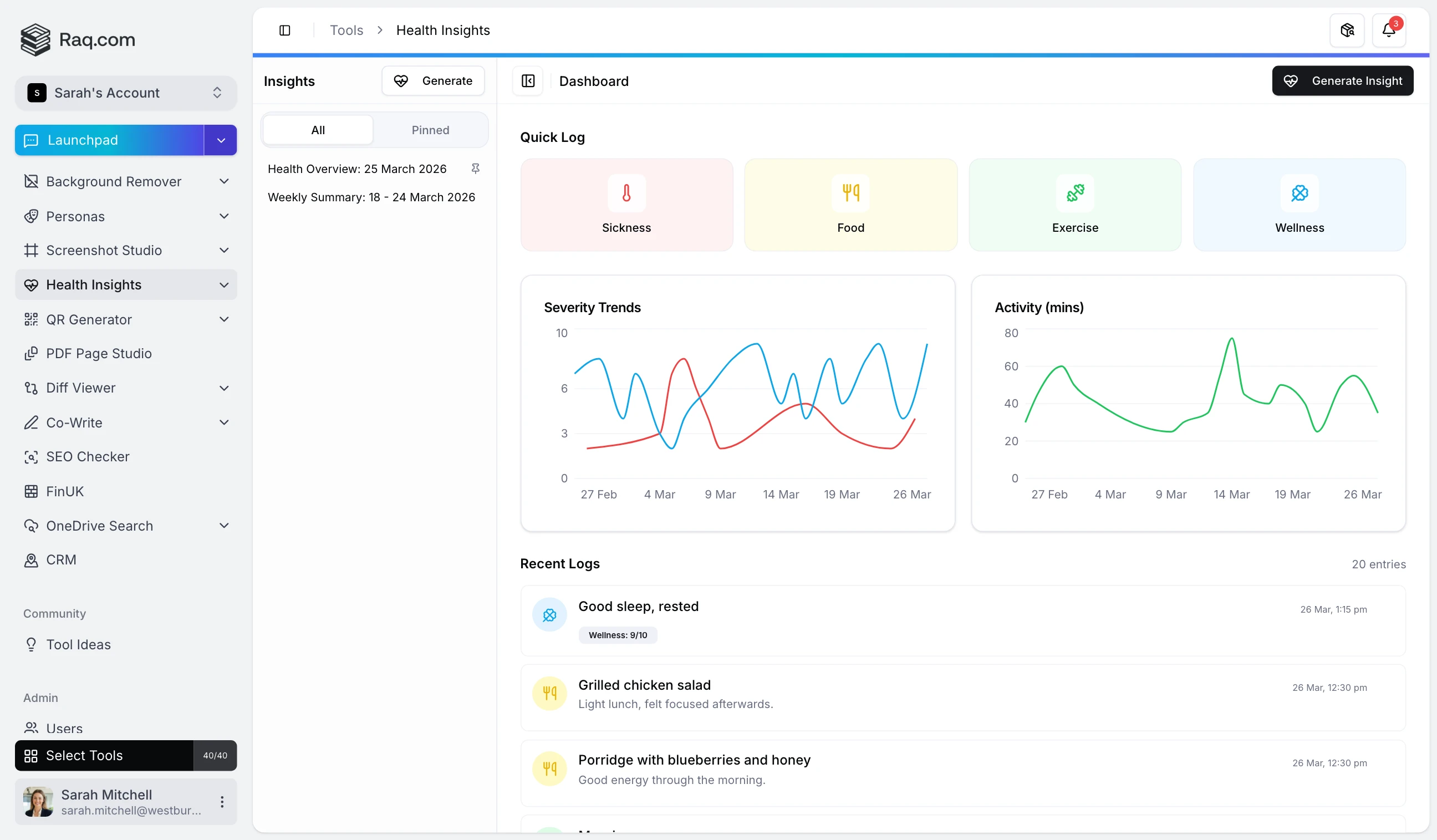 Health Insights: AI-Powered Patterns from Your Health Log