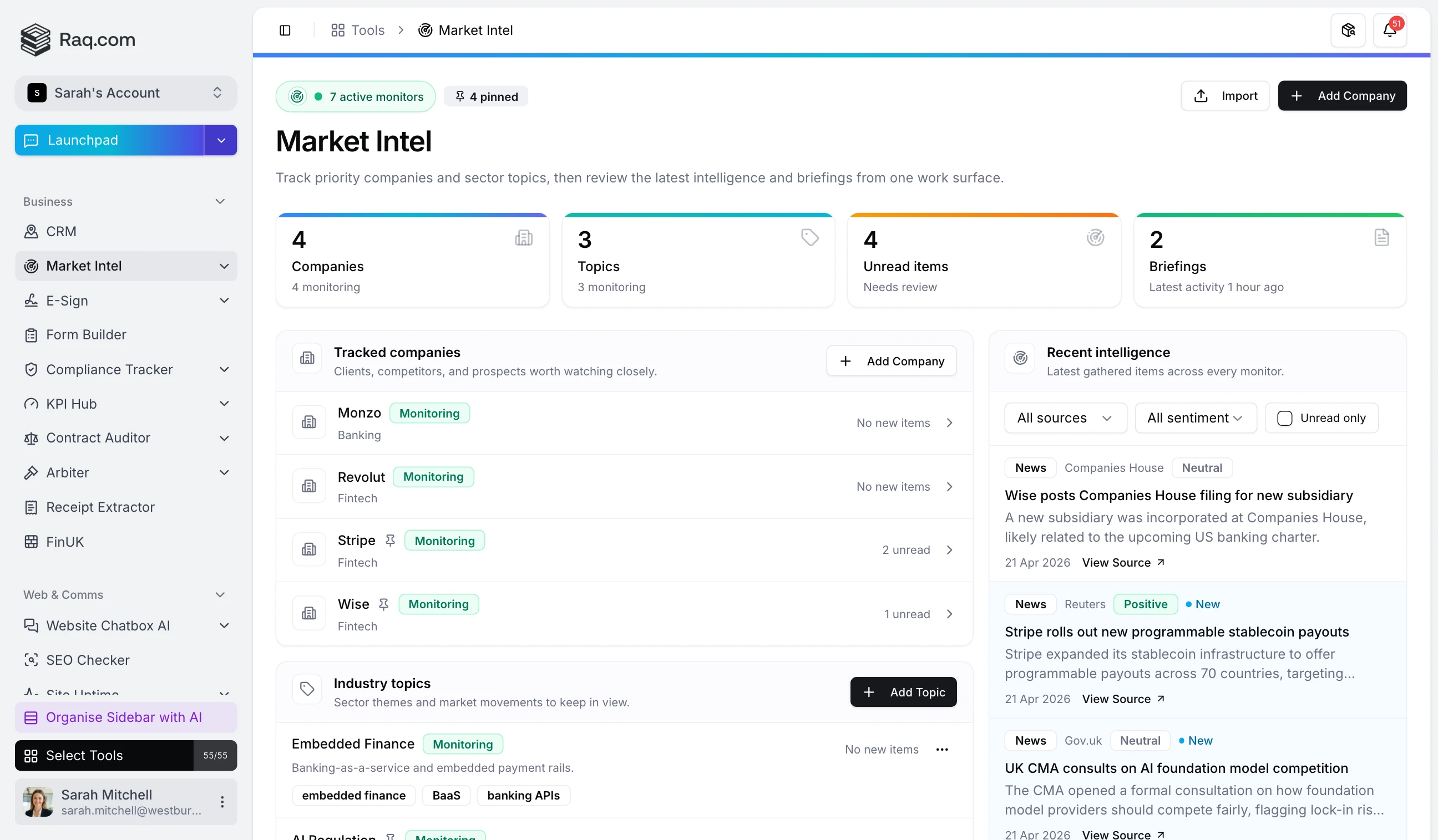 Market Intel: Track Competitors and Industries With AI Briefings
