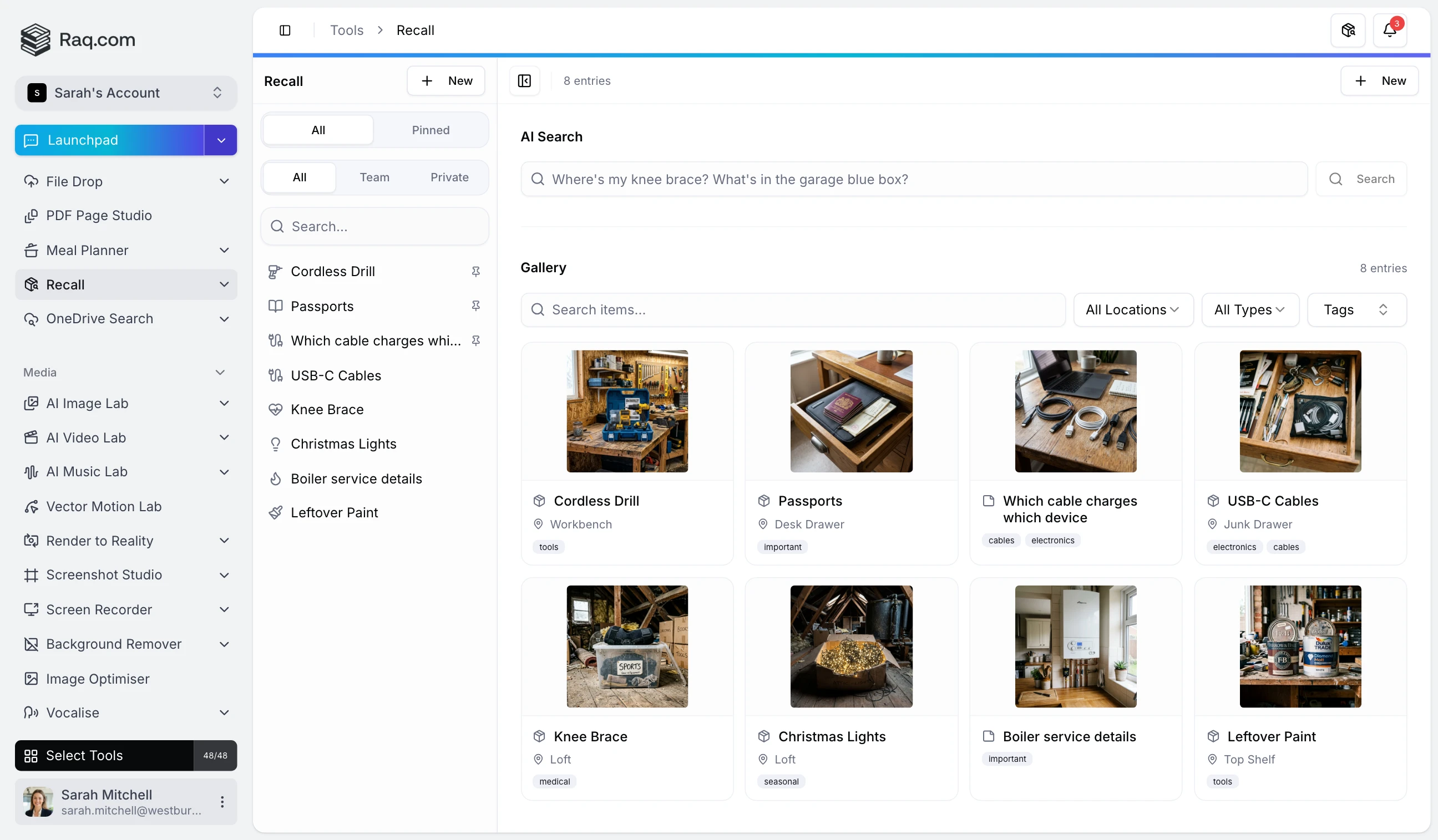 Recall: Never Forget Where You Put Things