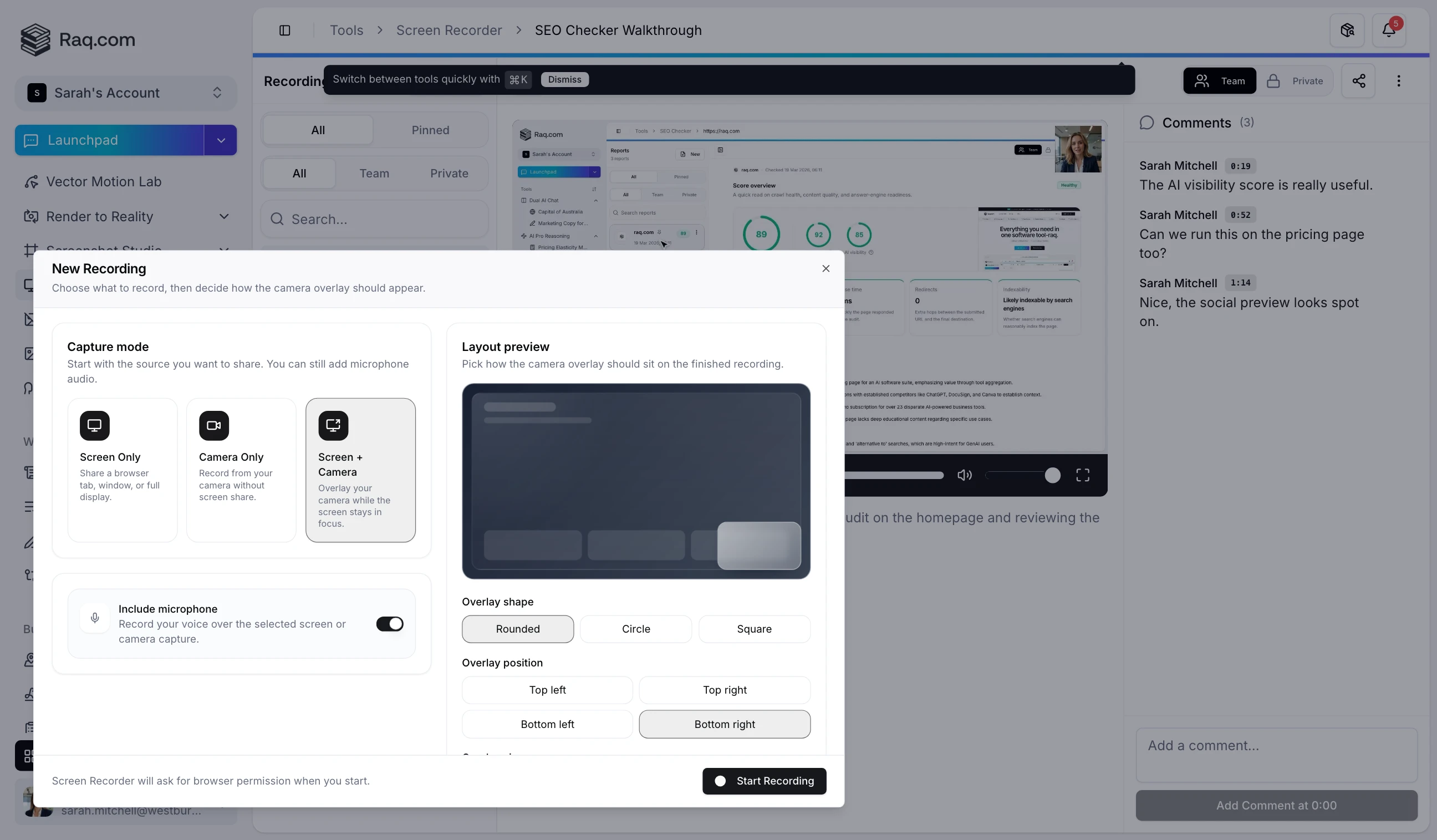 Screen Recorder: Record, Share, and Comment Without a Meeting