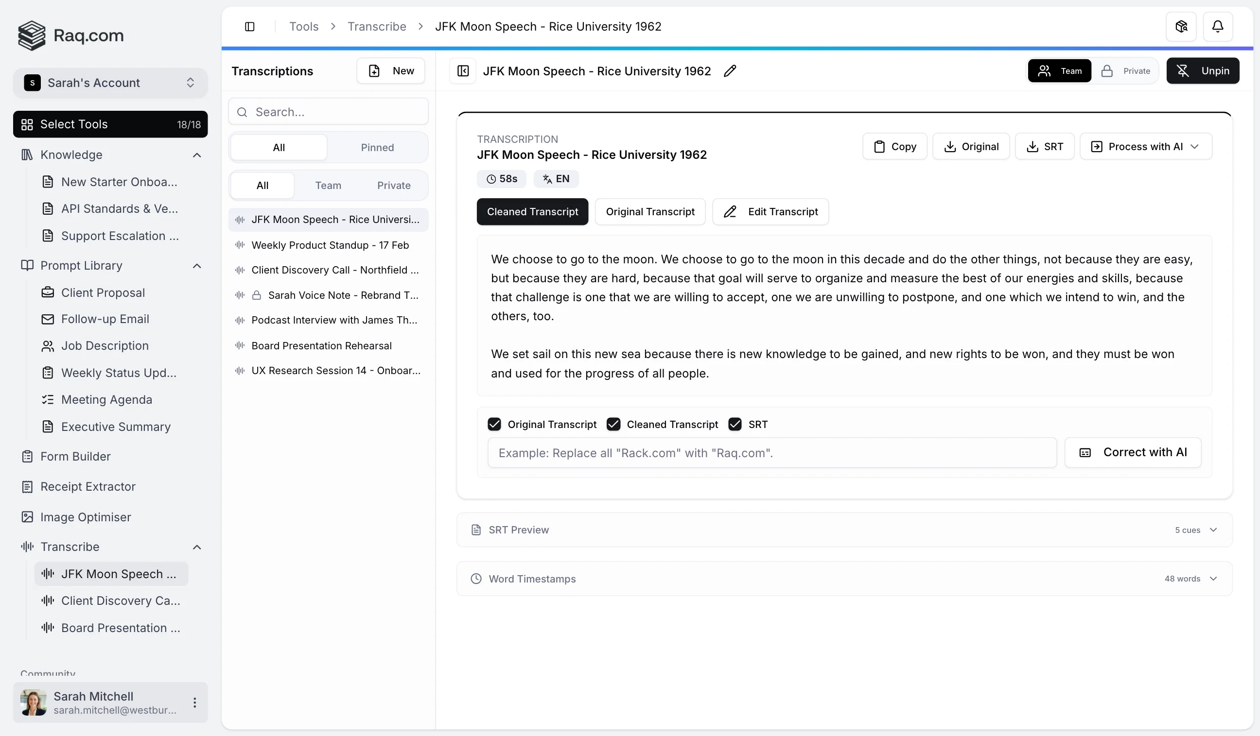 Audio and Video Transcription Added to Your Tool-Raq